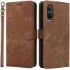 Phonesta Vintage Skin Book Wallet Klapphülle für OnePlus Nord CE 4 Lite - Braun