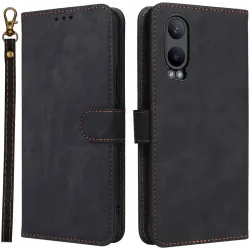 Phonesta Vintage Skin Book Wallet Klapphülle für OnePlus Nord CE 4 Lite - Schwarz