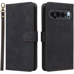 Phonesta Vintage Skin Book Wallet Klapphülle für Google Pixel 9 Pro XL - Schwarz