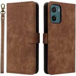 Phonesta Vintage Skin Book Wallet Klapphülle für Motorola Moto G05 / Moto E15 - Braun