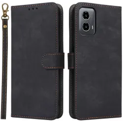 Phonesta Vintage Skin Book Wallet Klapphülle für Motorola Moto G45 / Moto G34 - Schwarz