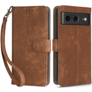 Phonesta Vintage Skin Book Wallet Klapphülle für Google Pixel 8 - Braun
