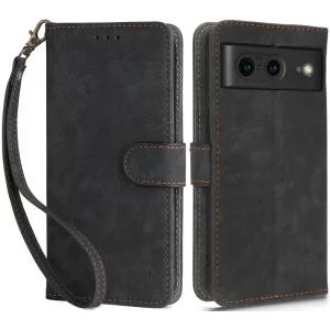Phonesta Vintage Skin Book Wallet Klapphülle für Google Pixel 8 - Schwarz