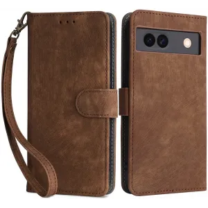 Phonesta Vintage Skin Book Wallet Klapphülle für Google Pixel 8a - Braun