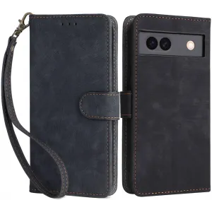 Phonesta Vintage Skin Book Wallet Klapphülle für Google Pixel 8a - Schwarz