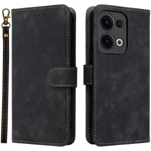 Phonesta Vintage Skin Book Wallet Klapphülle für Oppo Reno13 - Schwarz