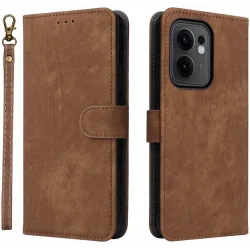 Phonesta Vintage Skin Book Wallet Klapphülle für Oppo Reno13 F 4G/5G / Reno13 FS 5G - Braun