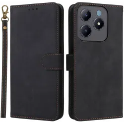Phonesta Vintage Skin Book Wallet Klapphülle für Realme C63/C61 / Note 60 - Schwarz