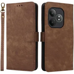 Phonesta Vintage Skin Book Wallet Klapphülle für Realme GT 6 - Braun