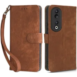 Phonesta Vintage Skin Book Wallet Klapphülle für HONOR 90 - Braun