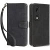 Phonesta Vintage Skin Book Wallet Klapphülle für HONOR 90 - Schwarz