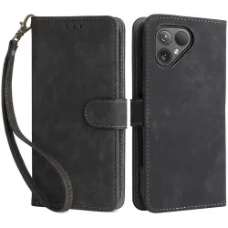 Phonesta Vintage Skin Book Wallet Klapphülle für Fairphone 5 - Schwarz