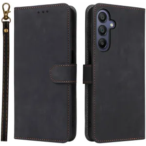 Phonesta Vintage Skin Book Wallet Klapphülle für Samsung Galaxy A16 - Schwarz