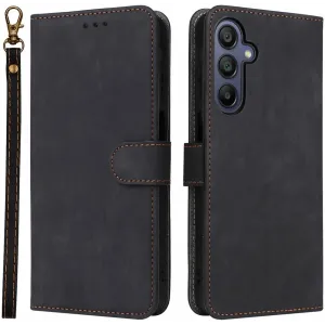 Phonesta Vintage Skin Book Wallet Klapphülle für Samsung Galaxy A26 - Schwarz