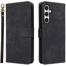 Phonesta Vintage Skin Book Wallet Klapphülle für Samsung Galaxy S24 FE - Schwarz