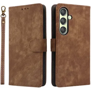 Phonesta Vintage Skin Book Wallet Klapphülle für Samsung Galaxy S25 Plus - Braun