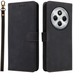 Phonesta Vintage Skin Book Wallet Klapphülle für Xiaomi Redmi 14C / Xiaomi Poco C75 - Schwarz