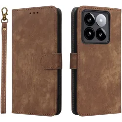 Phonesta Vintage Skin Book Wallet Klapphülle für Xiaomi 14T Pro - Braun