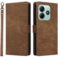 Phonesta Vintage Skin Book Wallet Klapphülle für Xiaomi Redmi Note 14 5G - Braun