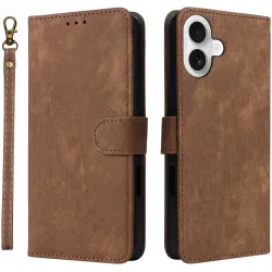 Phonesta Vintage Skin Book Wallet Klapphülle für Apple iPhone 16 - Braun