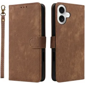 Phonesta Vintage Skin Book Wallet Klapphülle für Apple iPhone 16 Plus - Braun