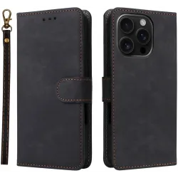 Phonesta Vintage Skin Book Wallet Klapphülle für Apple iPhone 16 Pro Max - Schwarz