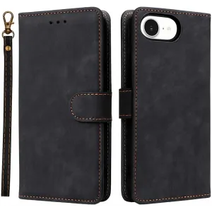 Phonesta Vintage Skin Book Wallet Klapphülle für Apple iPhone 17e/16e - Schwarz