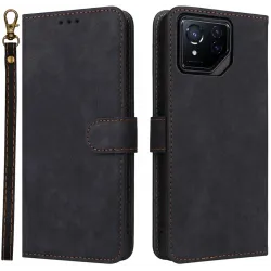 Phonesta Vintage Skin Book Wallet Klapphülle für Asus ROG Phone 8/8 Pro - Schwarz