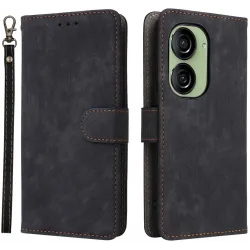 Phonesta Vintage Skin Book Wallet Klapphülle für Asus Zenfone 10 - Schwarz