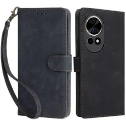 Phonesta Vintage Skin Book Wallet Klapphülle für Huawei nova 13 - Schwarz