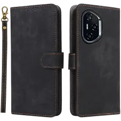 Phonesta Vintage Skin Book Wallet Klapphülle für HONOR 400 - Schwarz