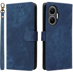 Phonesta Vintage Skin Book Wallet Klapphülle für Xiaomi Poco F7 - Blau