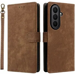 Phonesta Vintage Skin Book Wallet Klapphülle für Samsung Galaxy Z Fold 7 - Braun