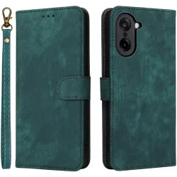Phonesta Vintage Skin Book Wallet Klapphülle für OnePlus Nord CE5 - Grün