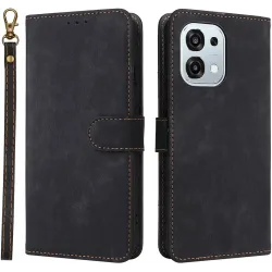 Phonesta Vintage Skin Book Wallet Klapphülle für Oppo A6 Pro - Schwarz