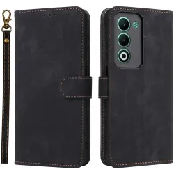 Phonesta Vintage Skin Book Wallet Klapphülle für Oppo A5/A5m - Schwarz