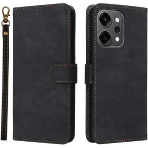 Phonesta Vintage Skin Book Wallet Klapphülle für Oppo Reno14 - Schwarz