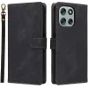 Phonesta Vintage Skin Book Wallet Klapphülle für Motorola Moto G56 - Schwarz