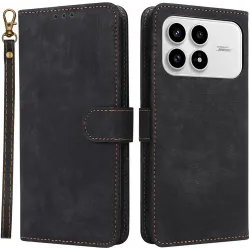 Phonesta Vintage Skin Book Wallet Klapphülle für Xiaomi Poco F8 Pro - Schwarz