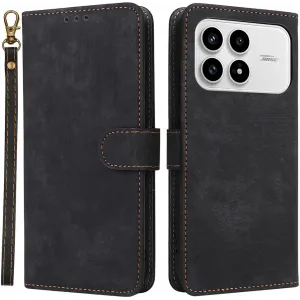 Phonesta Vintage Skin Book Wallet Klapphülle für Xiaomi Poco F8 Pro - Schwarz
