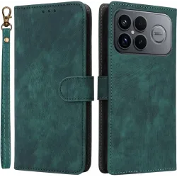 Phonesta Vintage Skin Book Wallet Klapphülle für Xiaomi Poco F8 Ultra - Grün