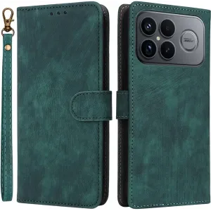 Phonesta Vintage Skin Book Wallet Klapphülle für Xiaomi Poco F8 Ultra - Grün