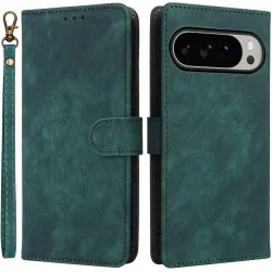 Phonesta Vintage Skin Book Wallet Klapphülle für Google Pixel 10 Pro XL - Grün