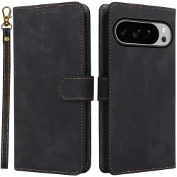 Phonesta Vintage Skin Book Wallet Klapphülle für Google Pixel 10 Pro XL - Schwarz