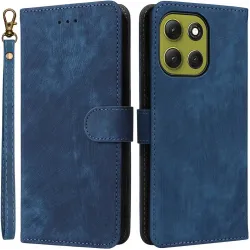 Phonesta Vintage Skin Book Wallet Klapphülle für Motorola Moto G86 - Blau