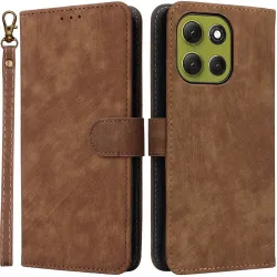 Phonesta Vintage Skin Book Wallet Klapphülle für Motorola Moto G86 - Braun