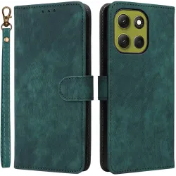 Phonesta Vintage Skin Book Wallet Klapphülle für Motorola Moto G86 - Grün