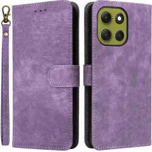 Phonesta Vintage Skin Book Wallet Klapphülle für Motorola Moto G86 - Lila