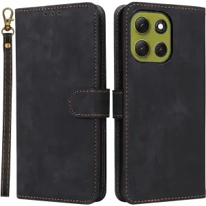 Phonesta Vintage Skin Book Wallet Klapphülle für Motorola Moto G86 - Schwarz