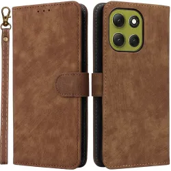 Phonesta Vintage Skin Book Wallet Klapphülle für Motorola Moto G86 Power - Braun